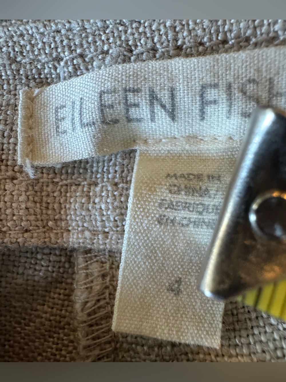 Eileen Fisher Organic Linen Wide Leg Crop Pants Flax Beige Culottes Size 4 - Picture 7 of 13